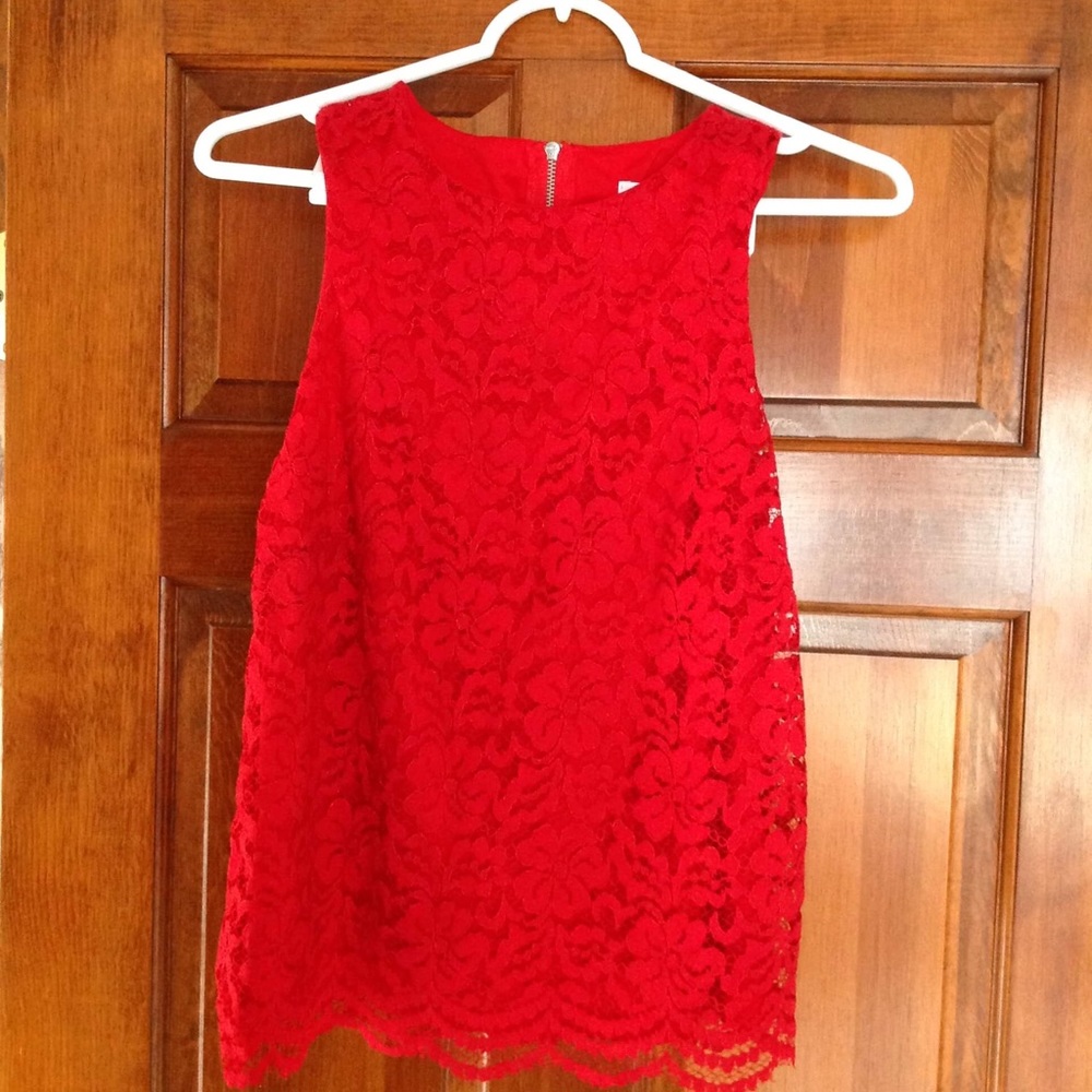2 pc red lace top and skirt ! Gorgeous! Size S & 4